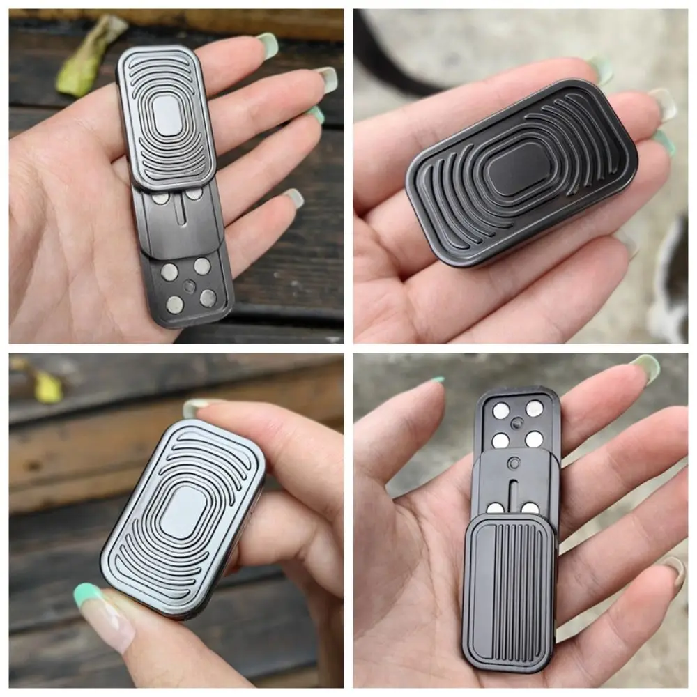 Creatieve Triple Push Fidget Slider Cameravormige Hand Spinner Push Card Magnetisch Zintuiglijk Bureau Metalen Fidget Kinderen