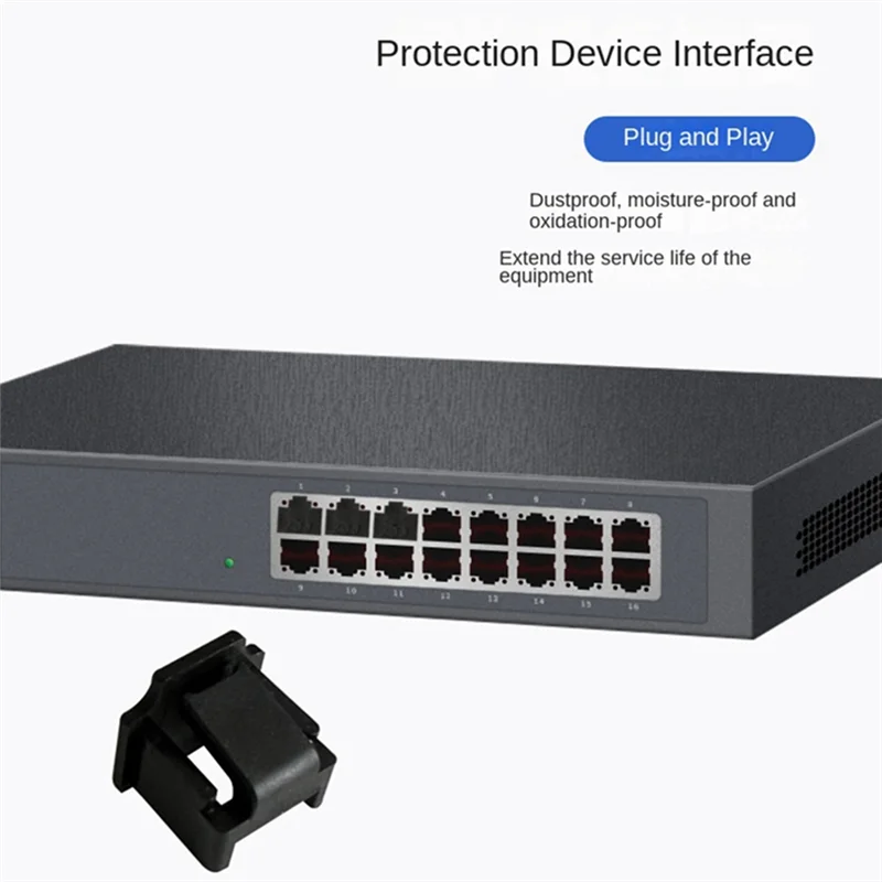 Kabel Jaringan Sakelar Router Tutup Debu Steker Debu Antarmuka Rj45 Efisien Hitam