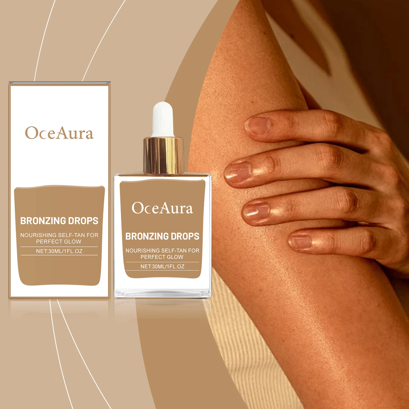 

Tanning Serum Drops for Face & Body, Gradual Natural Bronze Glow, Hydrating & Adjustable Color, Safe for Sensitive Skin