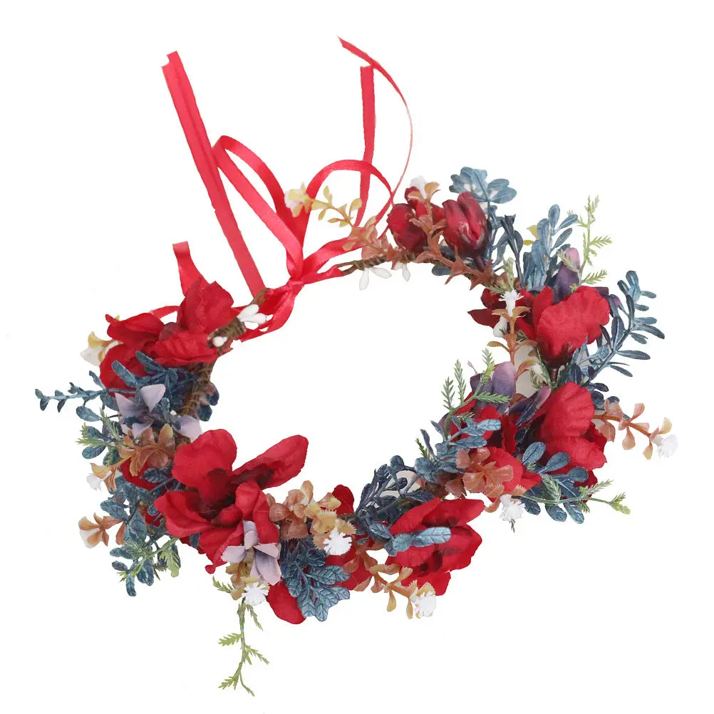 Wedding Flower Headband Elegant Bride Floral Hairband Non-Slip Comfortable Bridal Floral Crown Headband Flower Head Wreath
