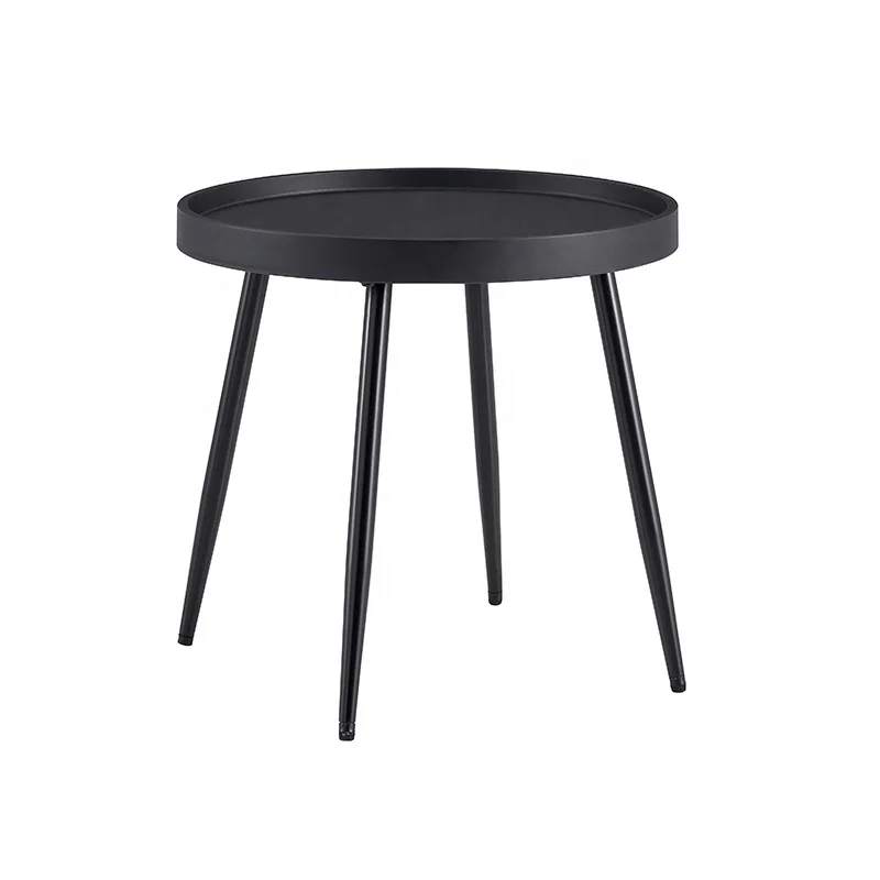 

Factory Cheap Price Scandinavian Modern Plastic Side Table Tea Table for Living Room Round Tray Coffee Table With Metal Leg