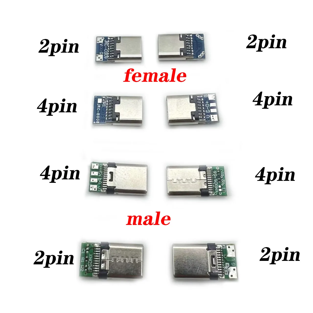 

100pcs USB 3.1 Type-C Jack Connector 2/4Pin Female Socket Receptacle USB-C Adapter to Solder Cable 4/2 Solder joints