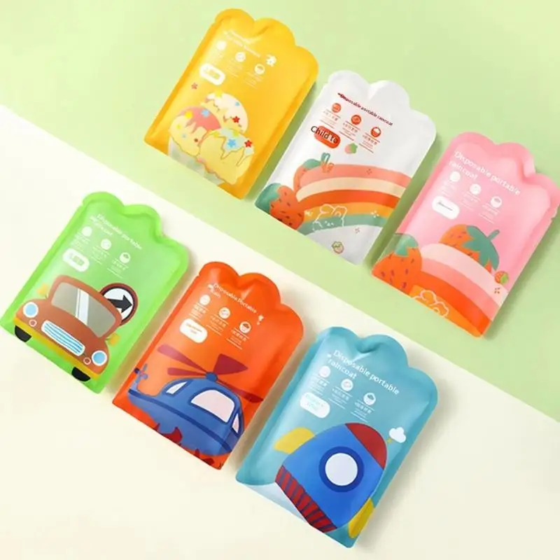 Waterproof Kids Raincoat with Vacuum Compression Packaging Lightweight  Durable Carded Rain Coat for Outdoor Activities