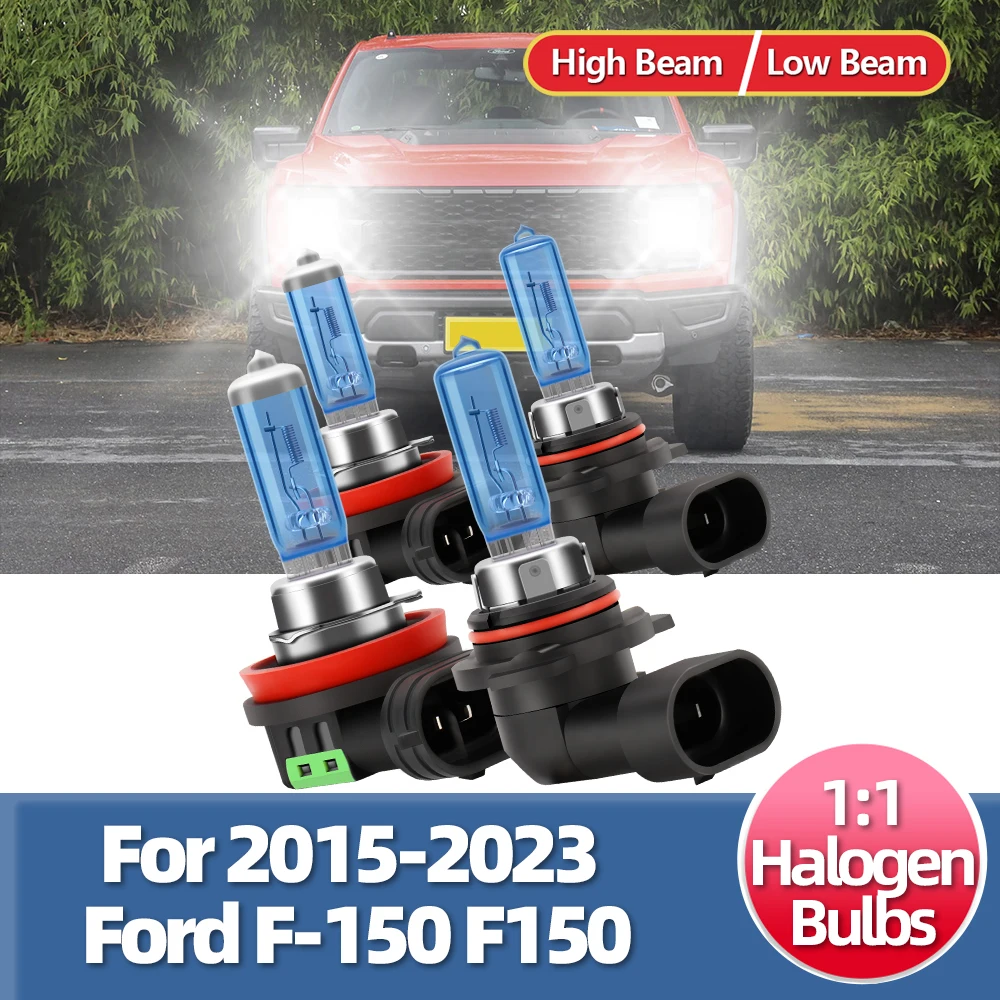 

2/4 шт. для Ford F-150 F150 2015-2023 Галогенные лампы для фар 100 Вт Фара дальнего ближнего света 12 В Ксеноновая лампа 6000 К Ультра яркий белый