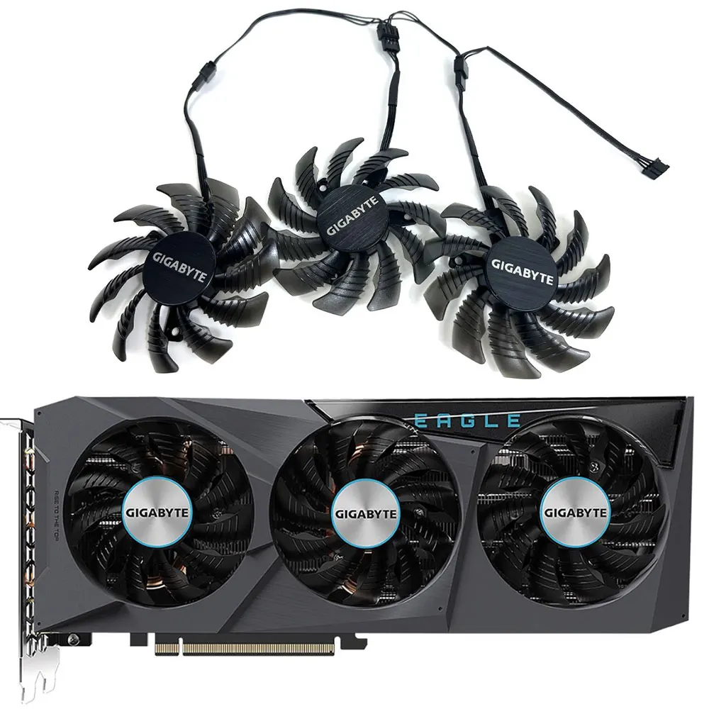 3FAN 78MM PLD08010S12HH T128010SU RX 6600XT EAGLE GPU FAN，For Gigabyte RX 6700XT、RX 6600XT、RX 6600 EAGLE Video card cooling fan