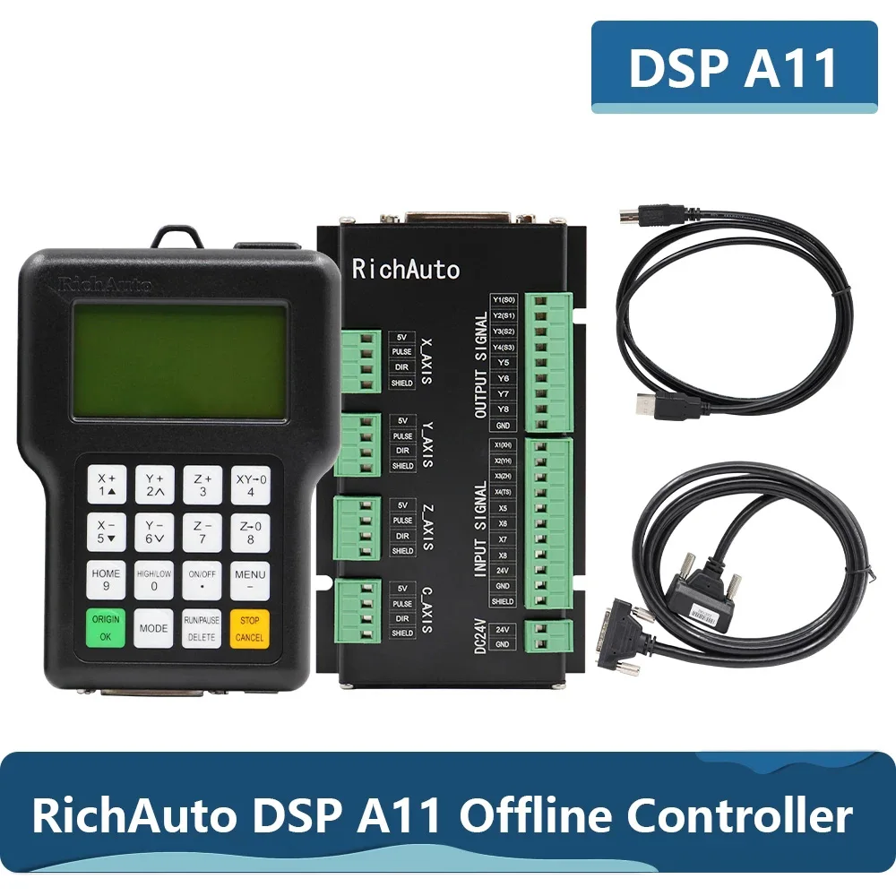 RichAuto DSP A11 CNC 컨트롤러, A11S, A11E, A11C, 3 축 모션 컨트롤러 리모컨, CNC 조각 절단, 영어 버전