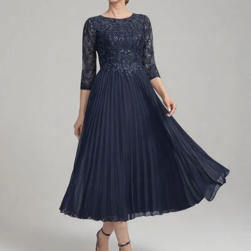 

Navy Blue Mother of Bride Dresses for Women Summer Dresses Lace Chiffon Robe De Customized