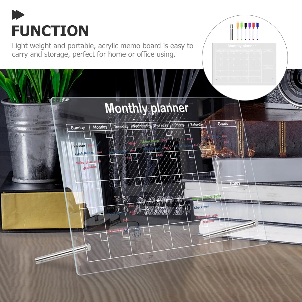 1 Set Transparent Acrylic Writing Modern Memo Message For Home Office School Erasable Note Board With Pen Desktop Memo Writing