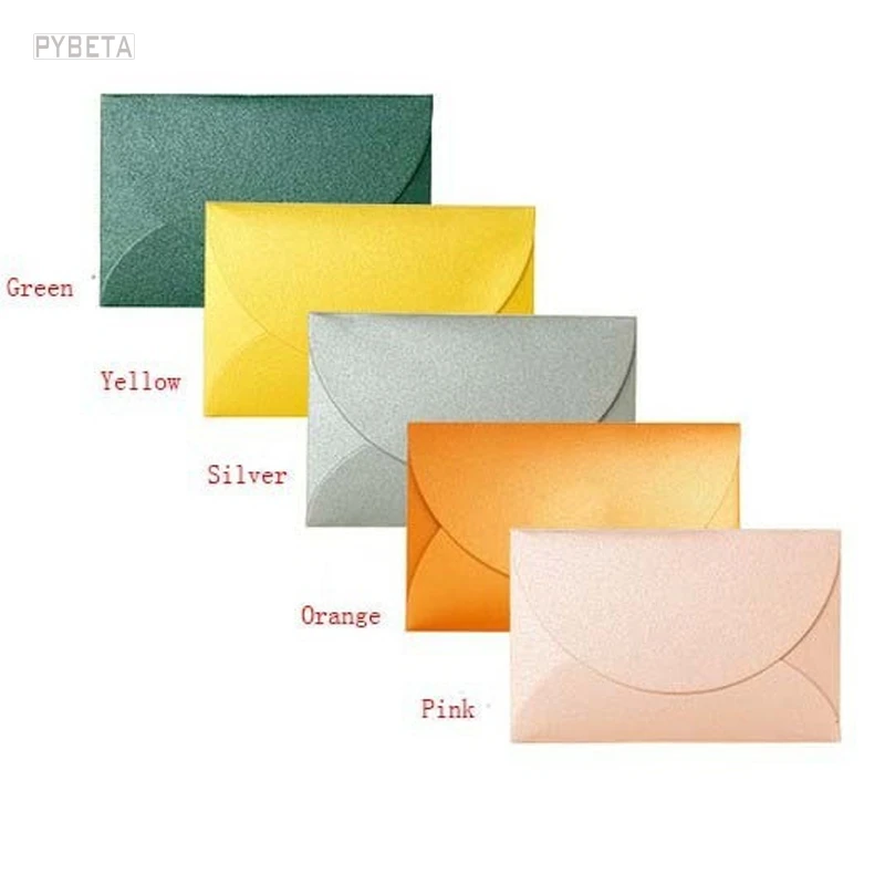 100pcs- 9*6cm Mini size 250gsm Pearl paper envelope message card bank card membership card decorate envelope invitation