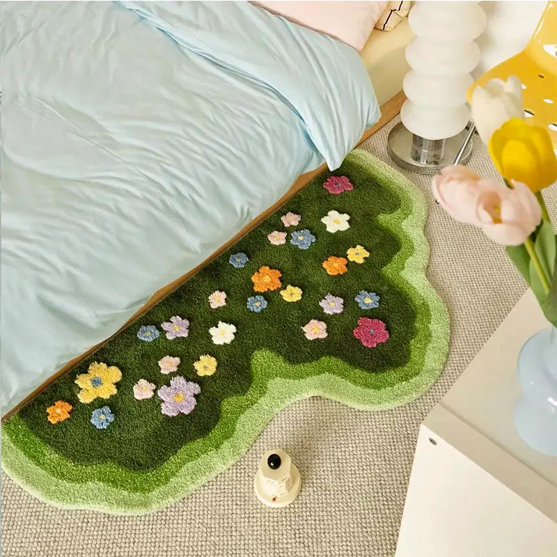 

Multi Color Flower Carpet Green Moss Bedside Rug Hall Bedroom Sofa Bay Window Decorations Bathroom Kitchen Camping Non Slip Mat