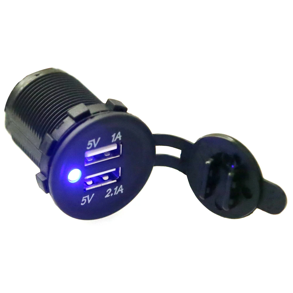 

Waterproof Dual USB Car Charger 2.1A / 1A Motorcycle/Vehicle/Auto/Car Power Adapter for Samsung S5/S6/Note 3 for Iphone 5s/6