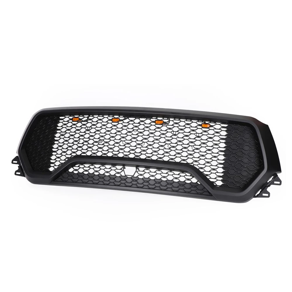 TRX Style Front Mesh Grill Fit For Dodge Ram 1500 2019 2020 2021 2022 Upper Grid Replace Grille ABS With LED Lights W/Letter