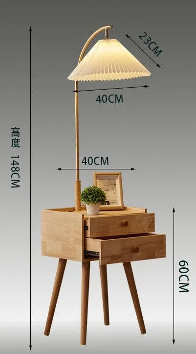 Living room floor lamp pleated Nordic Internet celebrity ins sofa double solid wood drawers integrated bedroom bedside
