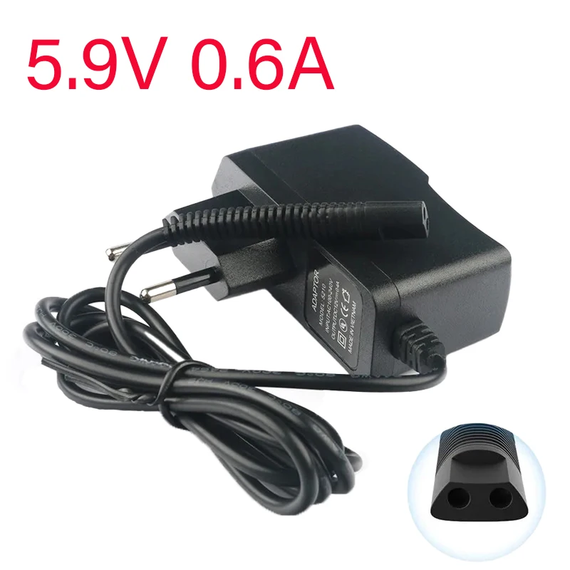 For Braun Shavers 2-Prong AC Power Adapter Charger 5417 5418 5685 5751 5757 5759 8385 8374 8377 EU/US Plug Wall Plug 5.9V 0.6A