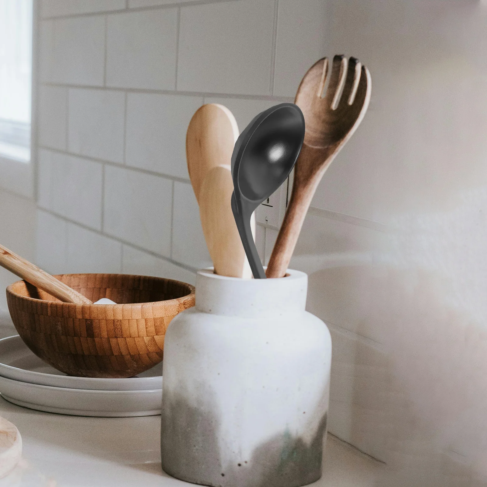 2 قطعة قذيفة السلحفاة مغرفة حساء مقبض مريح كبير المطبخ رامين المعكرونة ملعقة لخدمة زلابية الحساء والحساء الحار