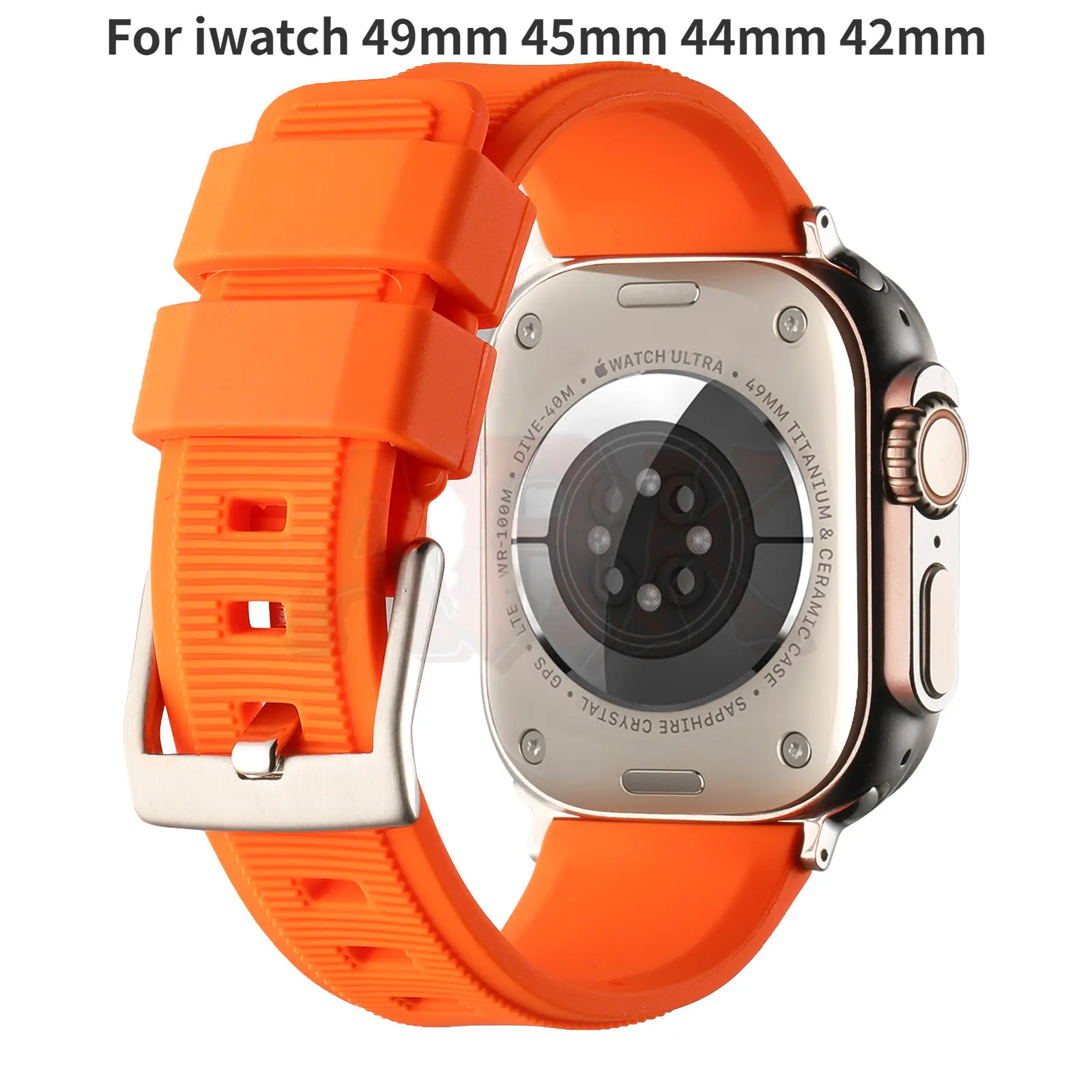 Silicone Strap for Apple Watch Series Ultra 7 8 SE 6 5 4 3 44mm 45mm 42mm Bracelet Apple Watch Ultra Band 49mm Vitality Orange