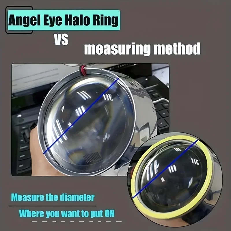 2 Stück 70mm/2,76 Zoll Auto-Dekorationslichter COB Angel Eyes Halo-Ringe für LED-Auto, Motorrad, Roller 12V mit Abdeckung – Detail 1
