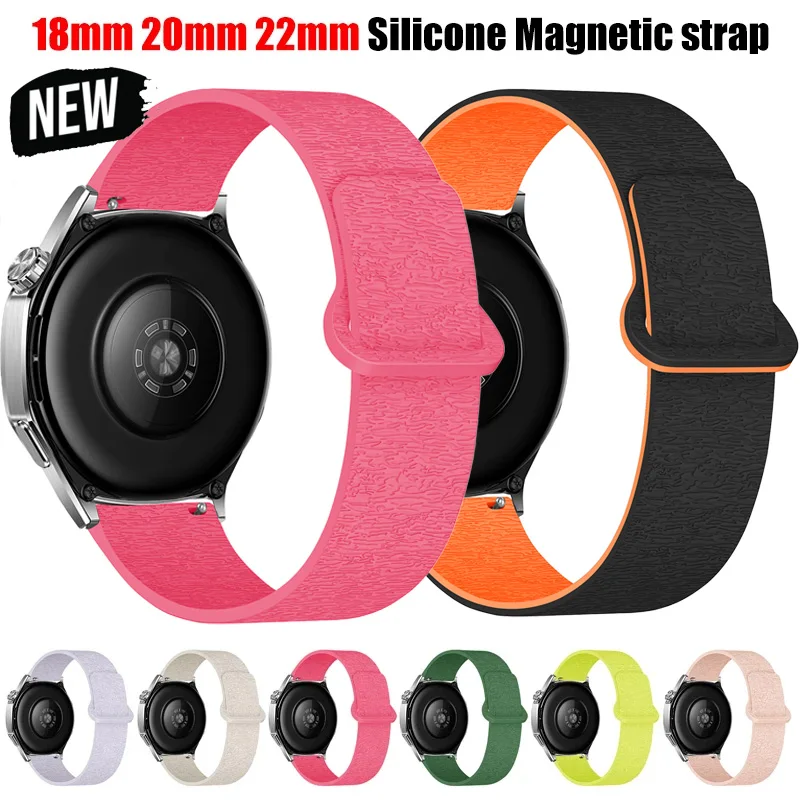 

Silicone Magnetic strap For Samsung Galaxy Watch 7 6 5 4 44mm 40mm 18/20/22mm Sport Band for Huawei GT6 46mm Correa Accessories