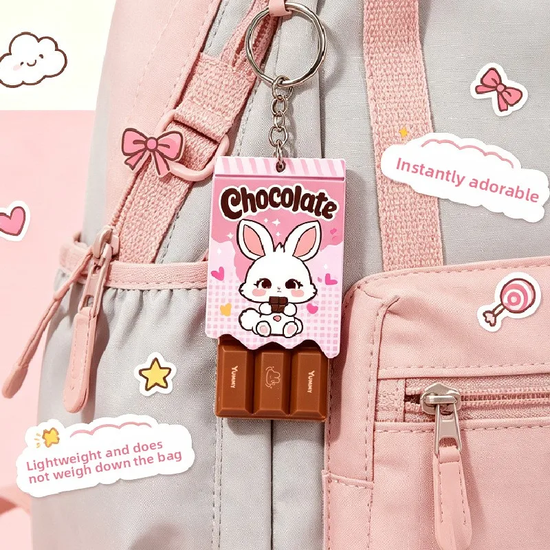 Cartoon Simulation Chocolate Keychain Fidget Toy Stress Relief Decompression Pendant Cute Creative Gift Party Favor