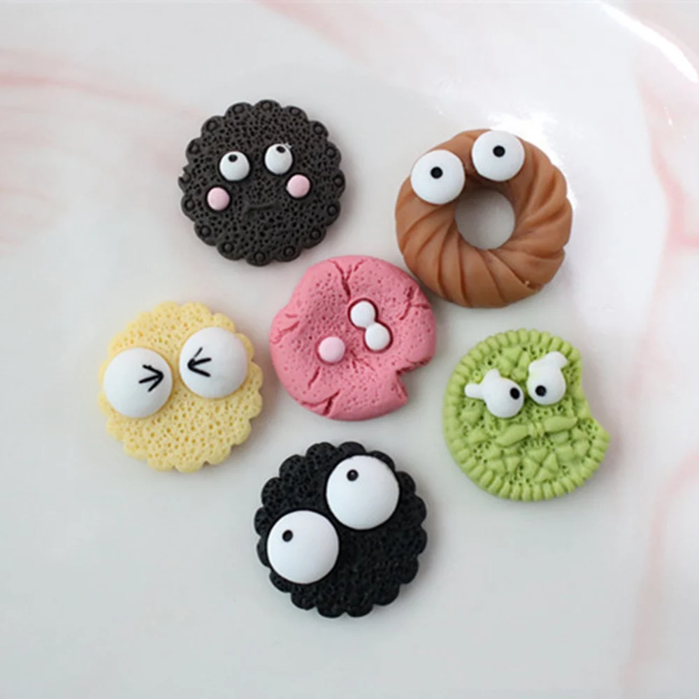 100pcs/lot Resin Big Eyes Biscuits Cookies For Diy Decoration Crafts Phone Hair Accessories