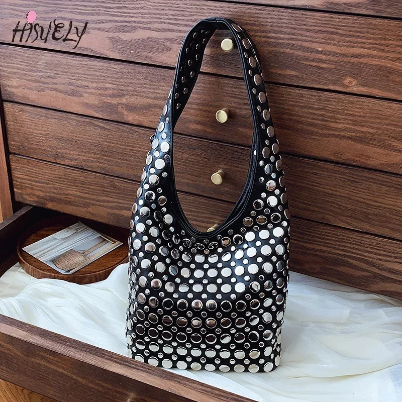 

Designer Geometric Shoulder Bags for Women 2025 Top Handbag Luxury Shiny Rivet Handmade Evening Clutch Bag Fashion Party Purse