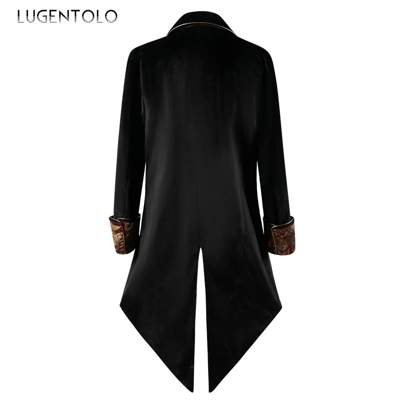 Men Steampunk Coat Victorian Tailcoat Medieval Costume Gothic Lapel Single-breasted Elegant Party Jacquard Straight Jackets