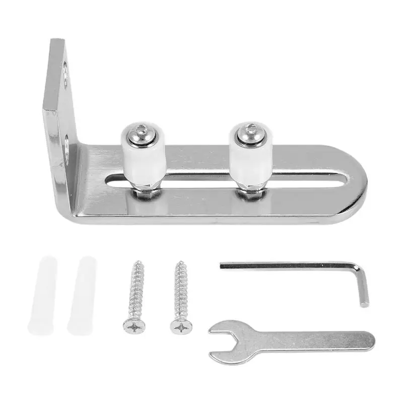 [HOT!A34R】 Modern Chrome Sliding Barn Door Floor Guide Ball Bearings Adjustable Stay Roller Wall Mount System For All Size Door