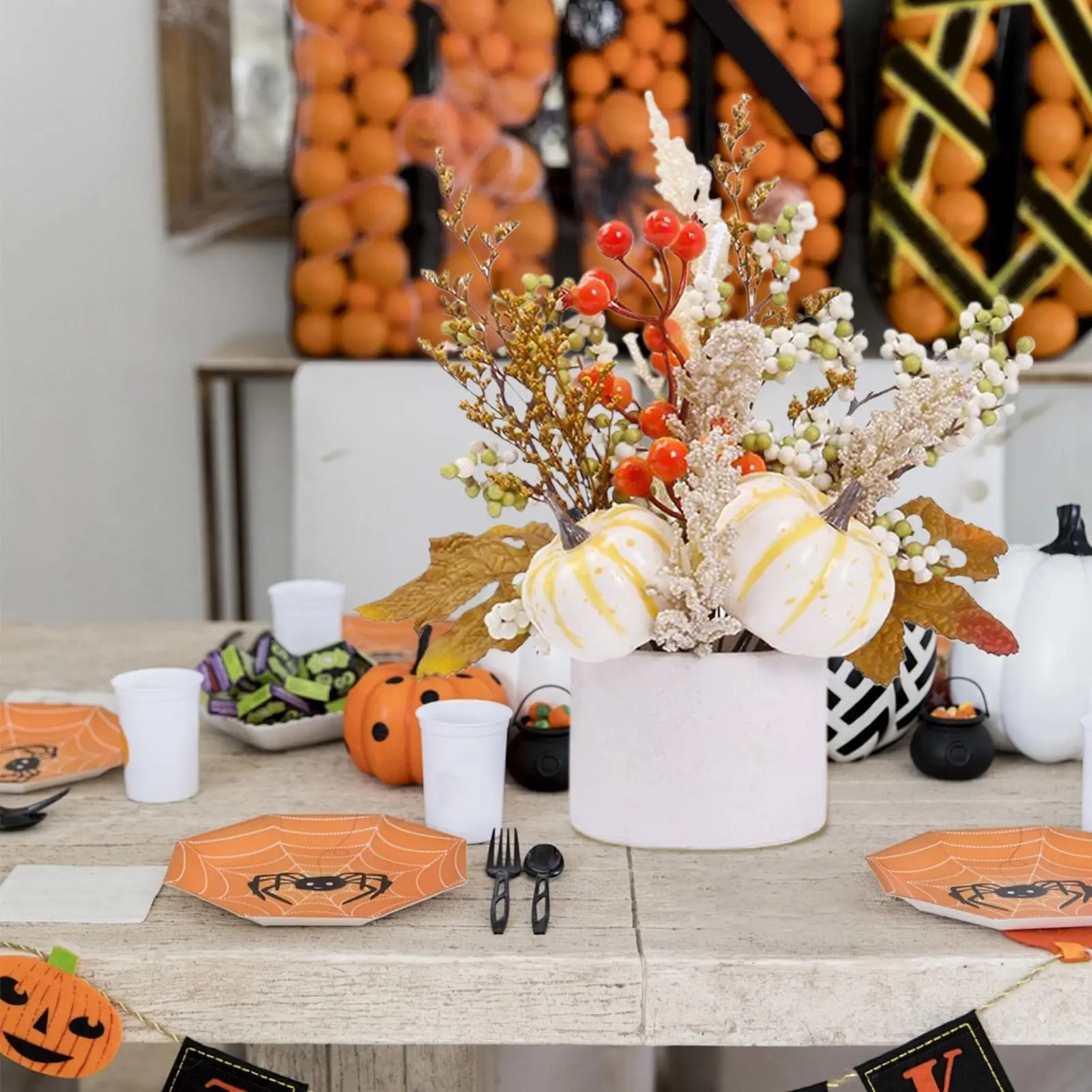 

Осенние центральные предметы для столов, кленовые листья, тыква, украшения на День Благодарения, искусственные растения, товары для вечеринок для офиса на Хэллоуин