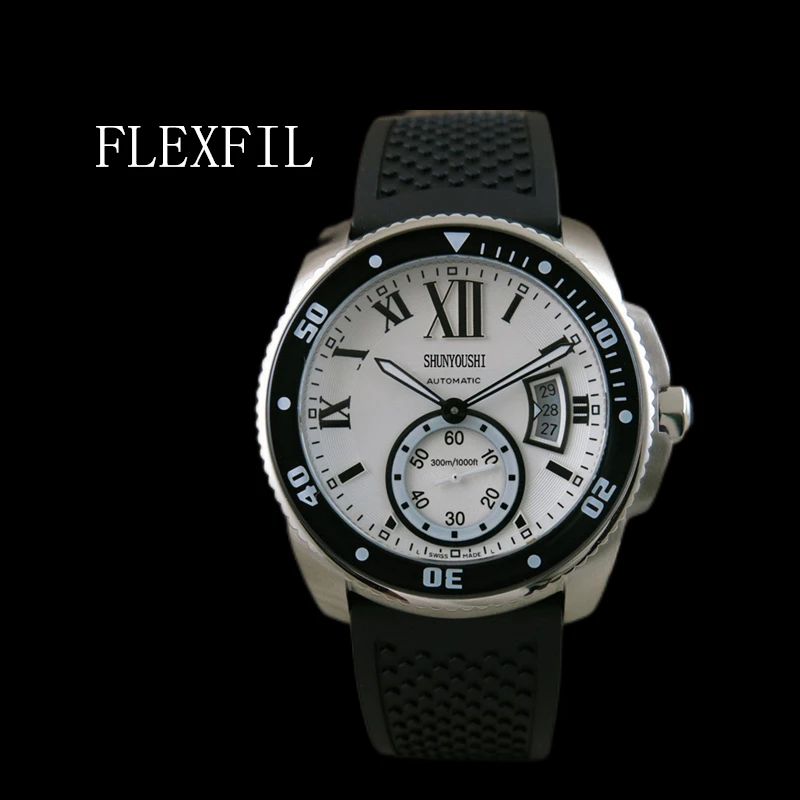 

FLEXFIL automatic mechanical watch sapphire waterproof luminous 42mm For Men business Wristwatch 316L Stainless steel calendar