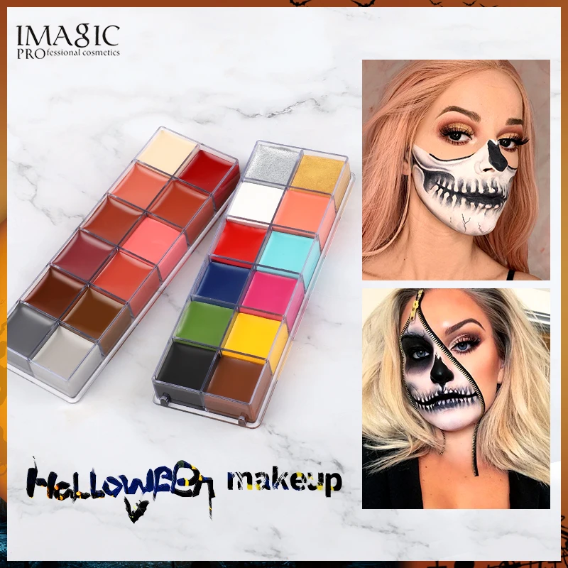 IMAGIC 12 Colors Flash Tattoo Face Body Paint Oil Painting Art use in Halloween Party Fancy Dress Beauty Makeup Tool