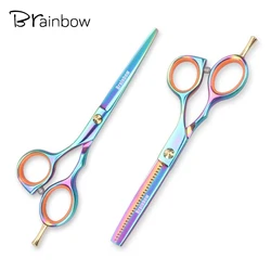 Brainbow 5.5'Multi-color Hair Scissors Right-hand Cutting Thinning Hairdressing Scissors Pro Salon Hair Styling Tools