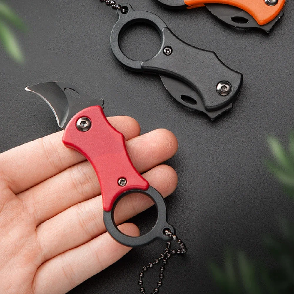 Mini Portable Stainless Steel Folding Knife, Outdoor Camping Keychain, Hanging Decoration, Unboxing Knife