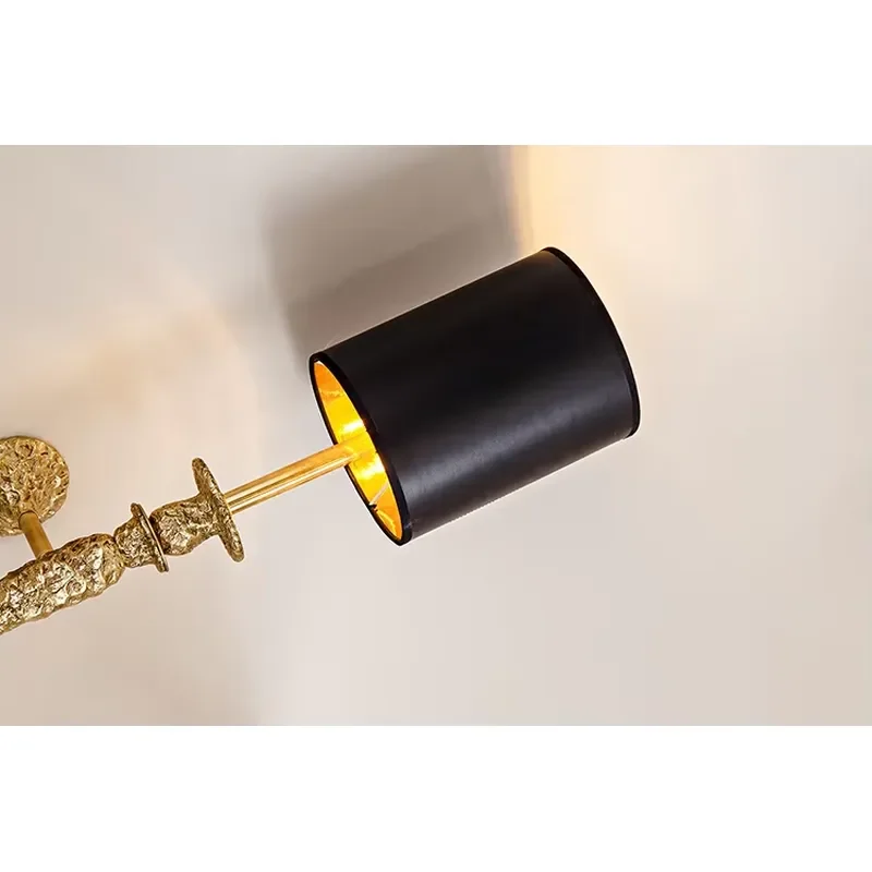 Modern Art Deco Torch Copper Metal Brass Lamp Body Single Head Wall Sconces Light Lighting for Hotel/home with Black