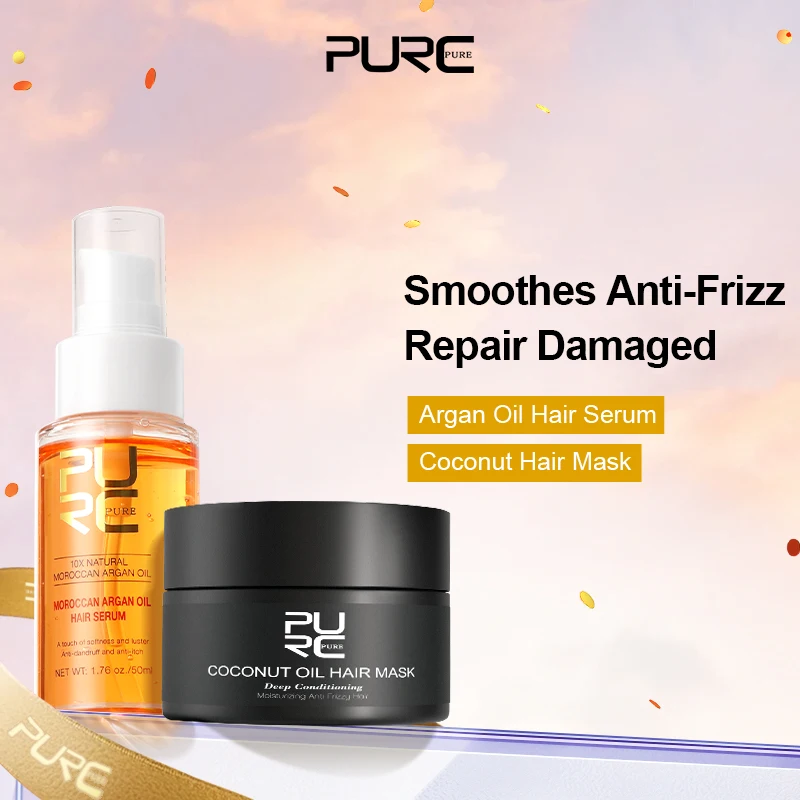

Coconut Oil Hair Mask & & Moroccan Oil Hairs Serum Smoothing Straightening Damaged Repair Keratin Treatment Hair Care Products