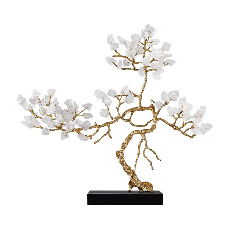 Natural white crystal money tree living room entrance wine cabinet TV cabinet decorations