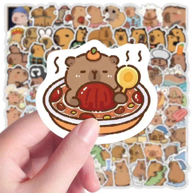 100pcs/set Cartoon Capybara Sticker Fun DIY Kid Toy Gift Decorative Decal Junk Journal Laptop Phone Luggage Bottle Waterproof
