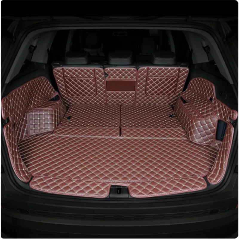 For Skoda Kodiaq 2017-2020 Car Styling Trunk Protection PU Leather Mat Catpet Interior Cover Part Auto Modificated Accessories