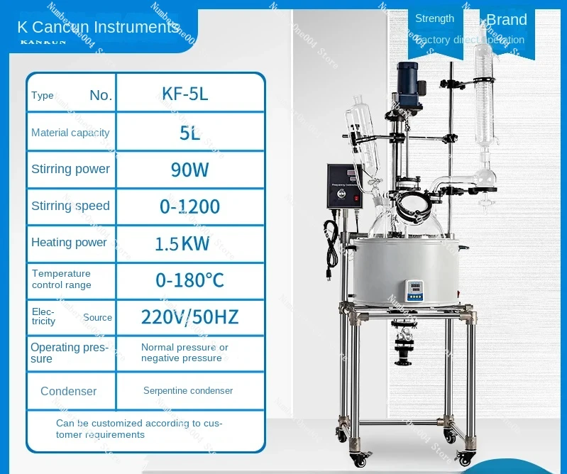 

Applicable to , Single Layer Glass Reactor Laboratory Small Electric Heating High Temperature Vacuum PTFE 10L/50L