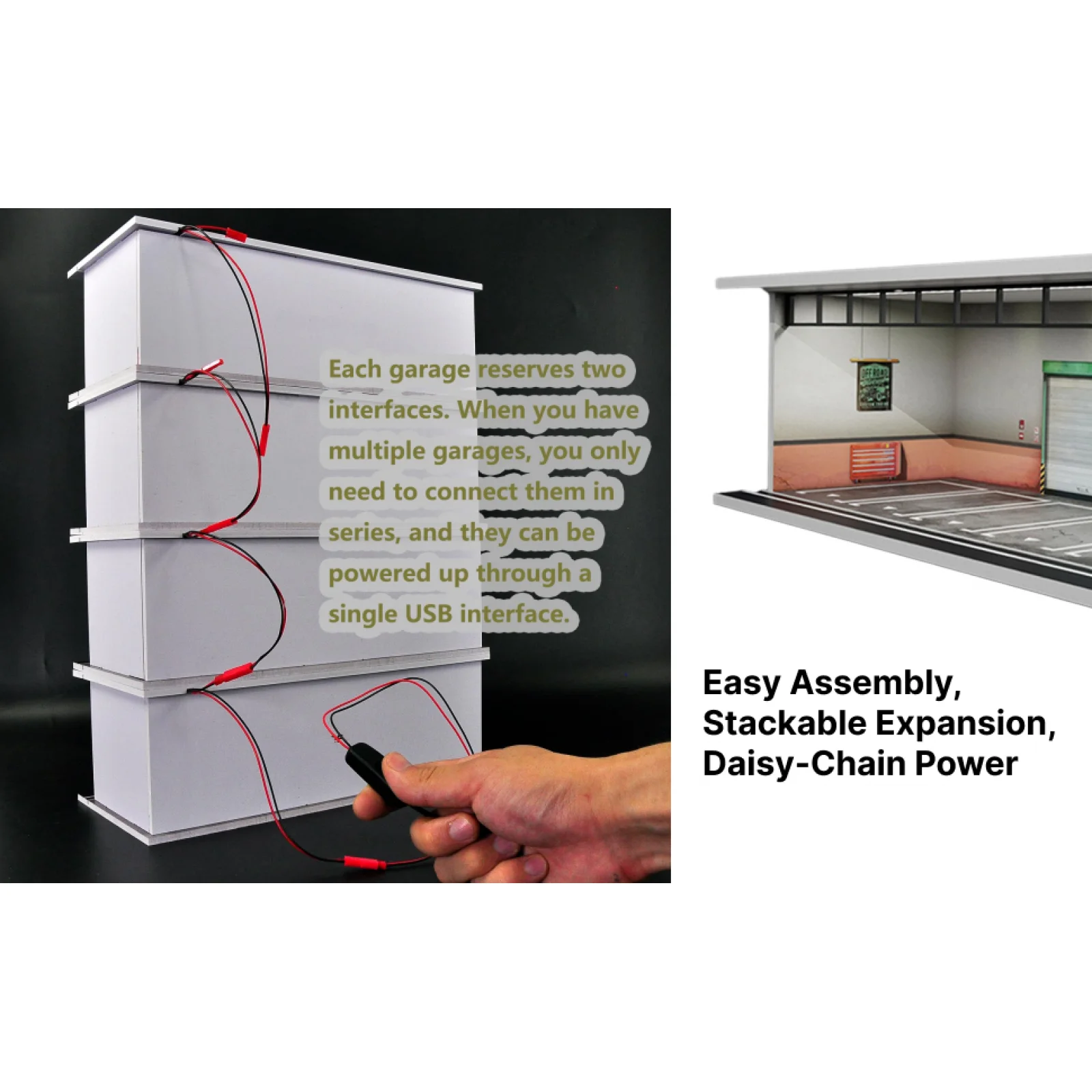 

Simulation Garage Display Acrylic Showcase 1/64 Mini Vehicle Model Display Stand with LED Light for Miniature Cars Collection