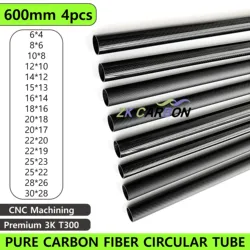 4pcs Length 600mm Carbon Fiber Tube High Composite Hardness Material 3K Twill Weave Matte for Plant Protection Aircraft