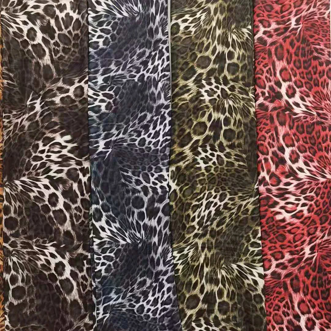 

Черный, красный, коричневый 40D полиэстер с леопардовым принтом, эластичное сетчатое платье, модный дизайн, платок, вуаль, дизайнерская ткань