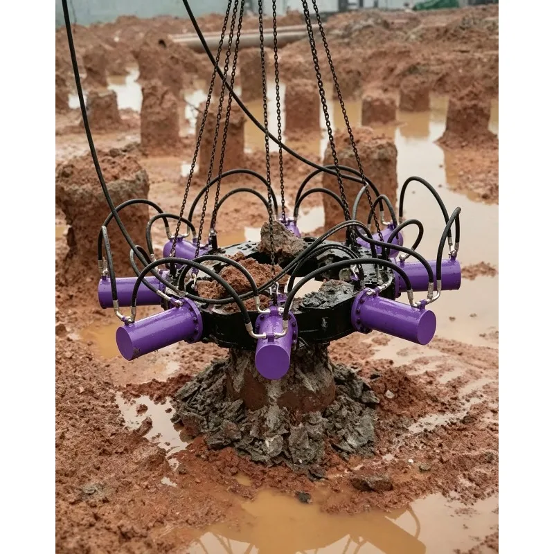 Hydraulic Concrete Pile Cutter Hydraulic  Round Pile Breaker Concrete Cutter Pile Cutting Machine for 20‑40T Excavators