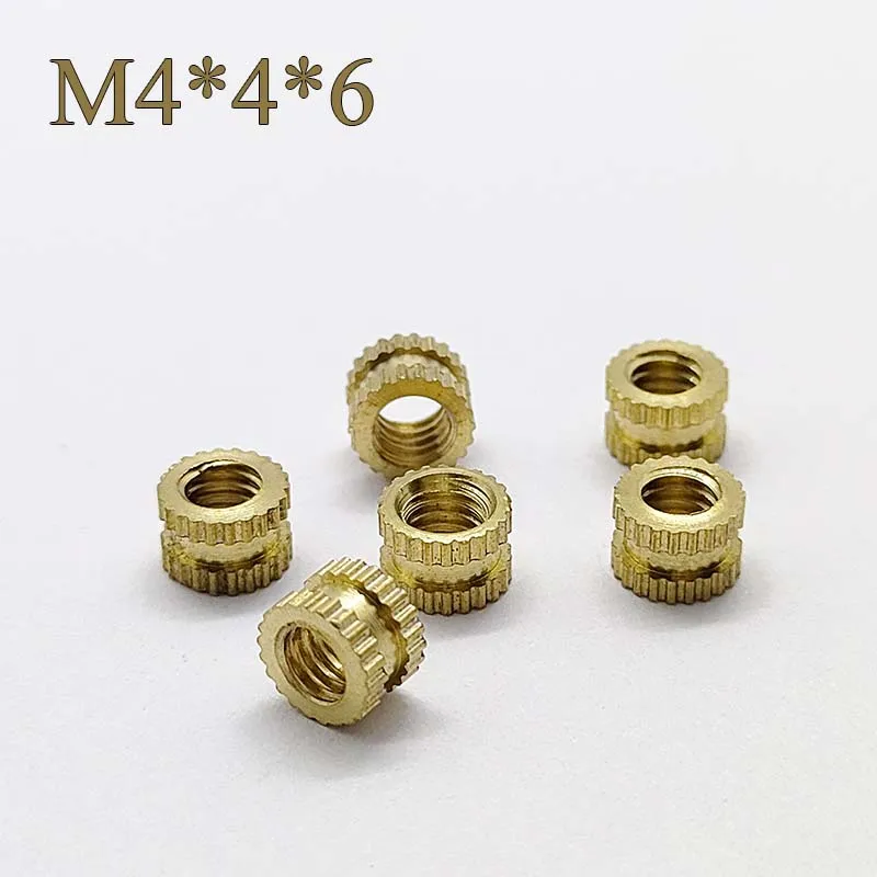 Knurled Insert Nut 10PCS M4*4*6  Brass Thru-Threaded Insert Embedment Nuts for Printing 3D Printer and More Projects 6mm (OD)