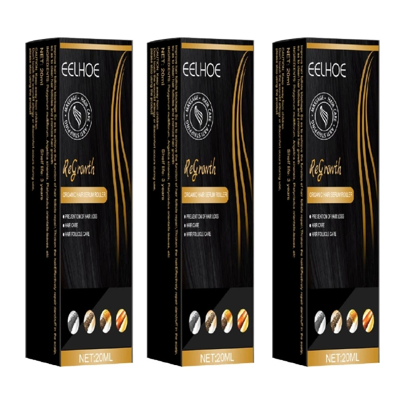 3pcs 20ml 재성장 헤어 세럼 롤러 비오틴 헤어 성장 세럼 트리플 롤온 마사지 헤어 성장 에센스 R3MF 