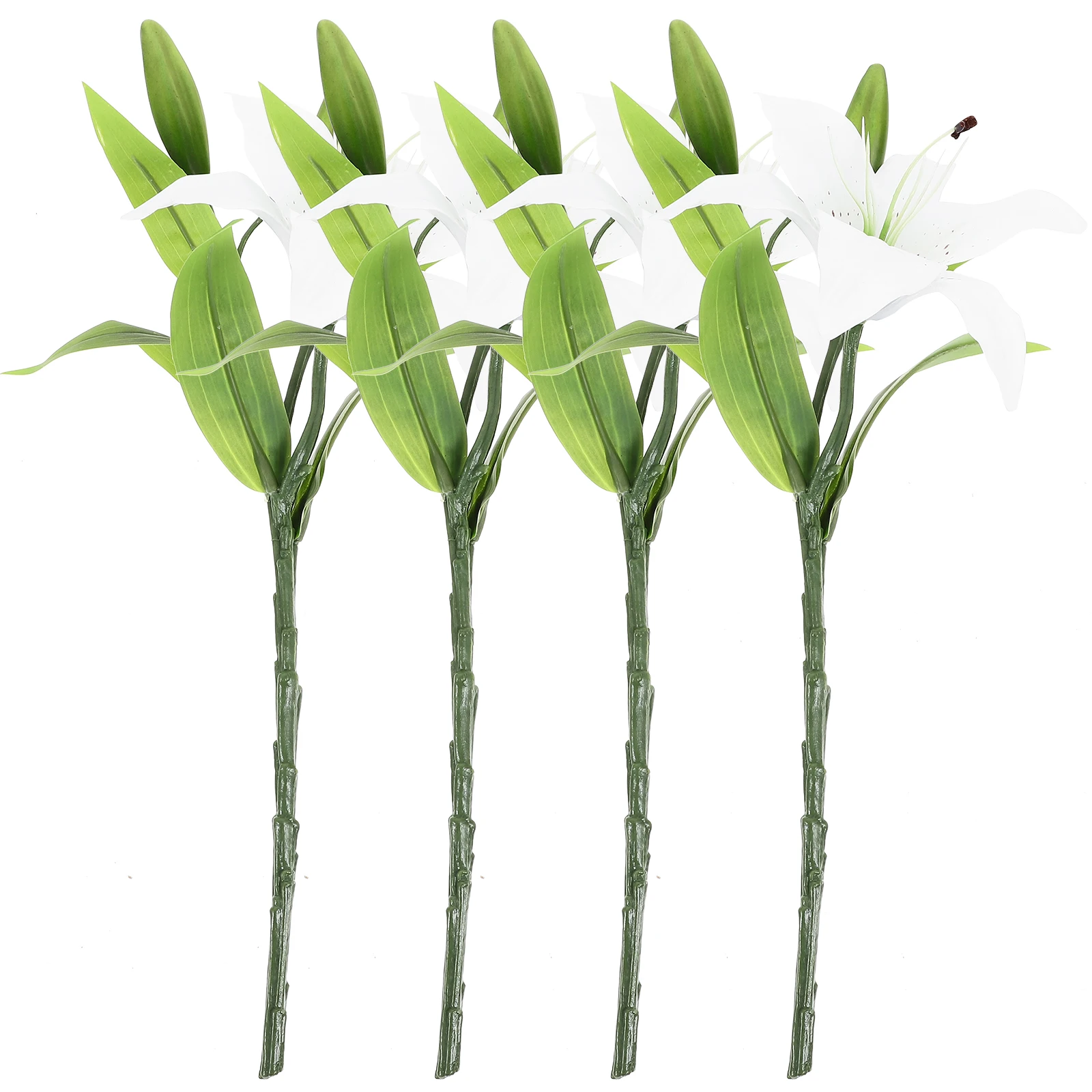 

4pcs Artificial Lily Stargazer Flowers Realistic PVC Bouquet Decoration for Wedding Home Party Office Garden Shop Grave