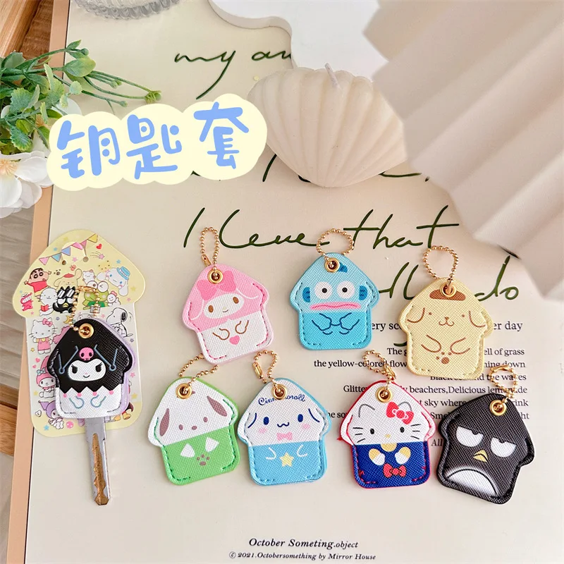 

Sanrio Keychain Card Bag Kawaii Hellokitty Mymelody Kuromi Korean Cartoon Access Card Set Pendant Keychain