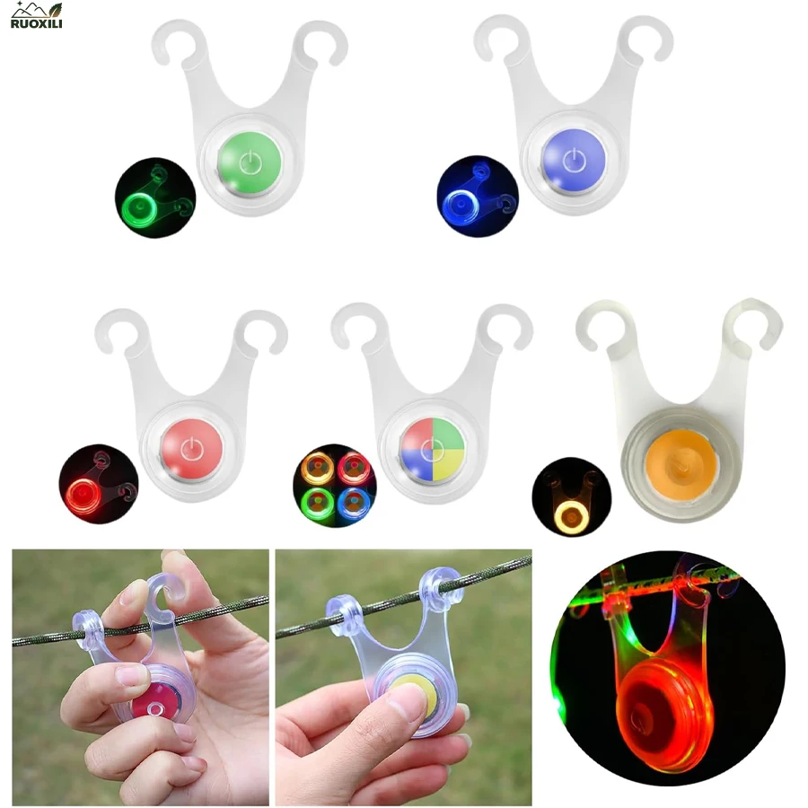 10Pcs Rope Hanging Light Outdoor Silicone Camp Tent String Rope Warning Lights Camping Warning Guard Camping Lights