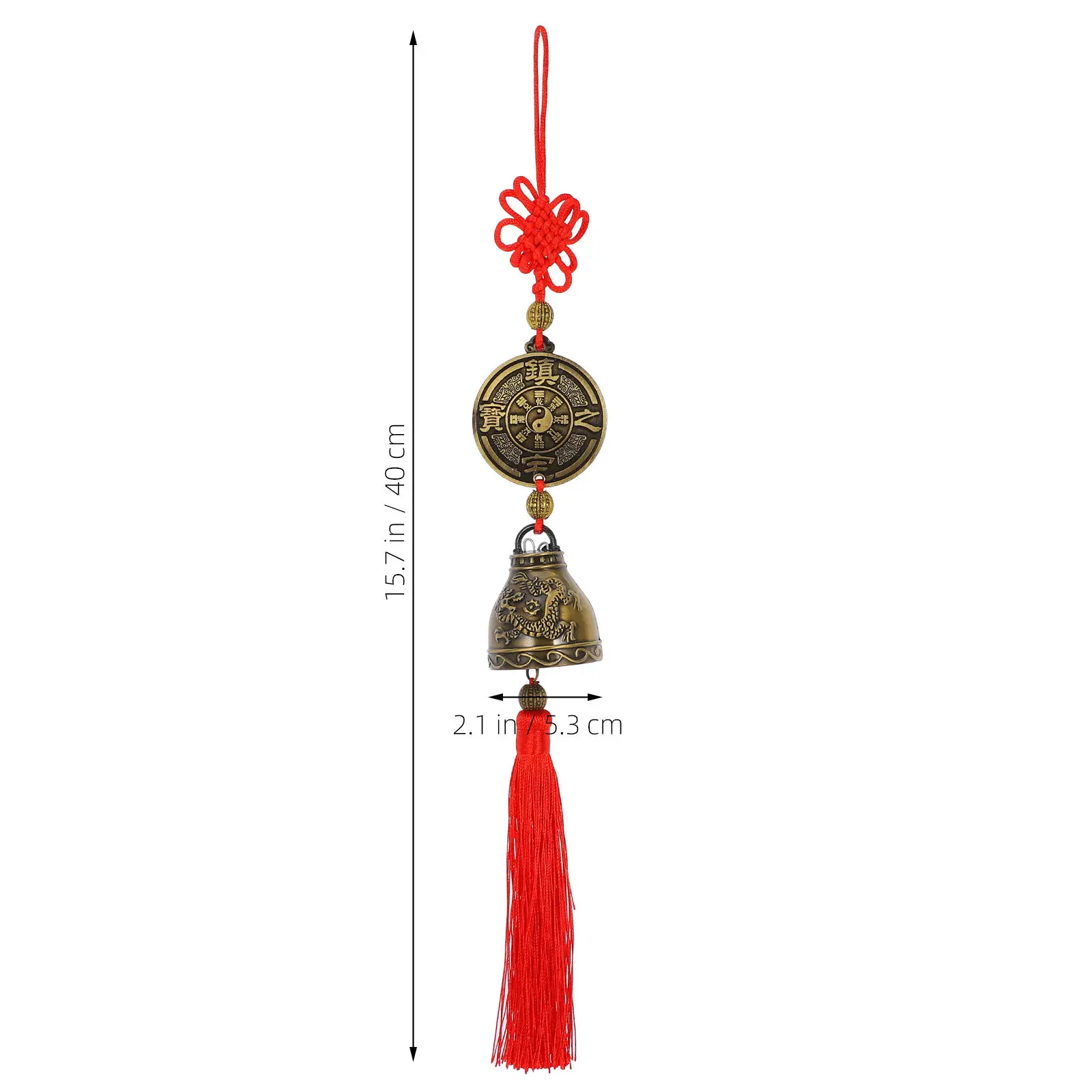 Chinese Knot Copper Wind Chime Car Pendant Traditional Feng Shui Bell Lucky Hanging Decoration Door Ornament Peace Happiness
