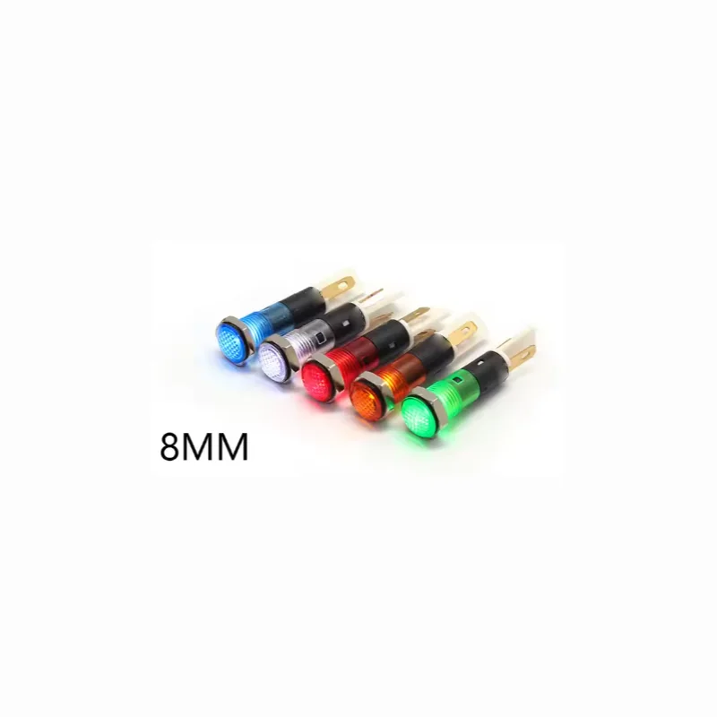 ضوء مؤشر بلاستيكي LED 8 مم 12 فولت 110 فولت/220 فولت مع دبابيس