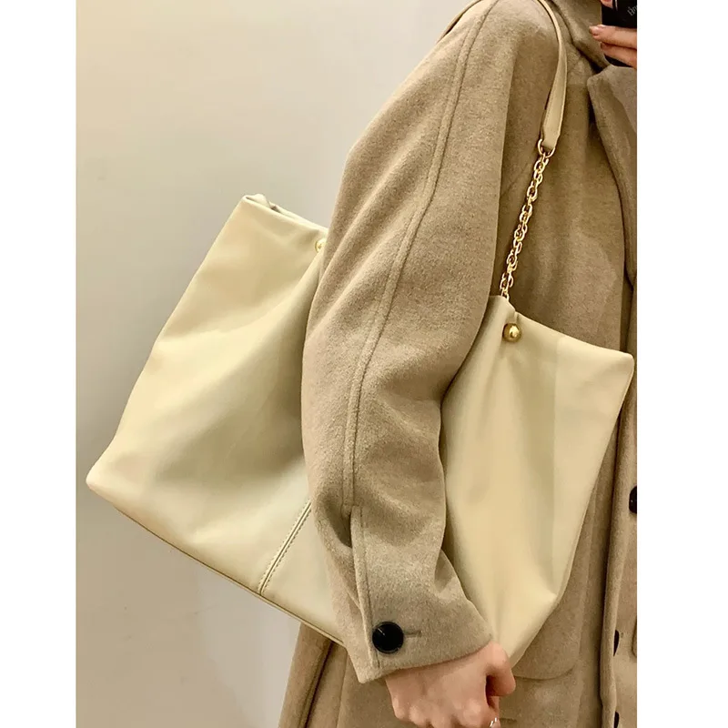 Bolso de mano de gran capacidad para mujer, bolso de hombro de textura Simple, a la moda, combina con todo, 2024